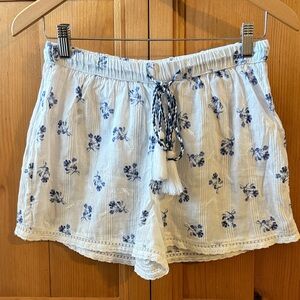 NWT Joie 100% light cotton floral pj/lounge shorts,Small,semi-sheer,eyelet trim
